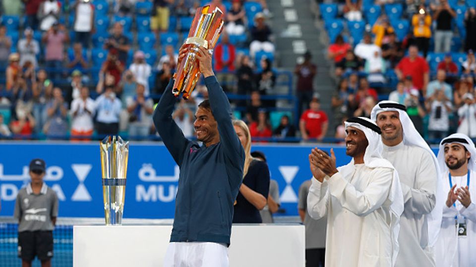 Rafael Nadal menjadi juara di turnamen Mubadala World Tennis Championship. Copyright: © Getty Images